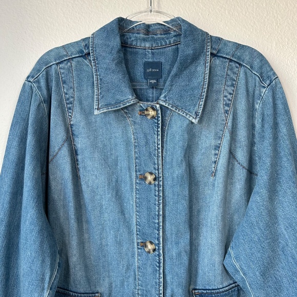 J. Jill plus size 3X lightweight denim jean jacket blue medium wash cotton NEW - Picture 2 of 14
